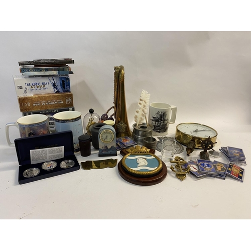 887 - TWO ROYAL DOULTON NAVAL COMMEMORATIVE MUGS AND OTHER COLLECTABLES. A Royal Doulton limited edition c... 