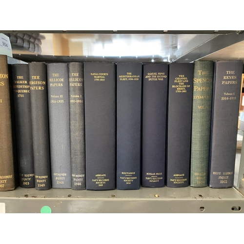 904 - THE NAVY RECORDS SOCIETY An extensive run of the Navy Records Society: volumes 2 - 7, 9, 12 - 15, 16... 