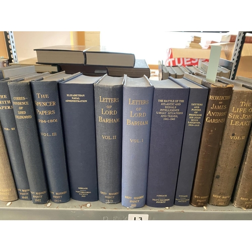 904 - THE NAVY RECORDS SOCIETY An extensive run of the Navy Records Society: volumes 2 - 7, 9, 12 - 15, 16... 