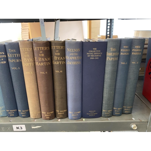 904 - THE NAVY RECORDS SOCIETY An extensive run of the Navy Records Society: volumes 2 - 7, 9, 12 - 15, 16... 