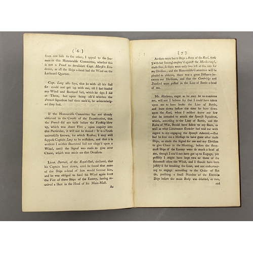 936 - AN 18TH CENTURY PAMPHLET VICE ADMIRAL LESTOCK'S RECAPITUALTION. A 27 page pamphlet being the words s... 