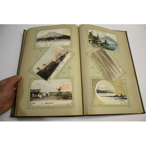 1300 - POSTCARD ALBUM - JAPAN a large fascinating album with a wide variety of Japanese postcards, many wit... 