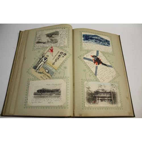 1300 - POSTCARD ALBUM - JAPAN a large fascinating album with a wide variety of Japanese postcards, many wit... 