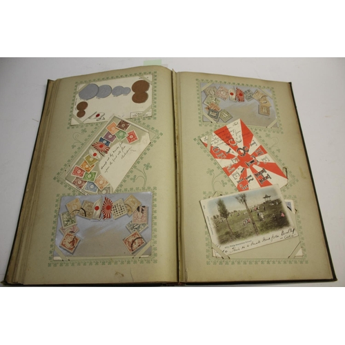 1300 - POSTCARD ALBUM - JAPAN a large fascinating album with a wide variety of Japanese postcards, many wit... 