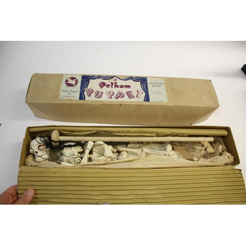 1344 - LARGE PELHAM PUPPETS - LULUBELLE & SKELETON a large puppet in an early Pelham box, marked Lulubelle ... 