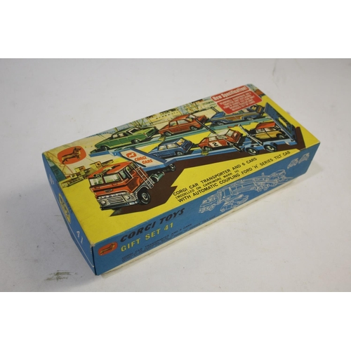 1345 - BOXED CORGI GIFT SET 41 - CAR TRANSPORTER a Gift Set 41 Corgi Car Transporter and with 6 various car... 