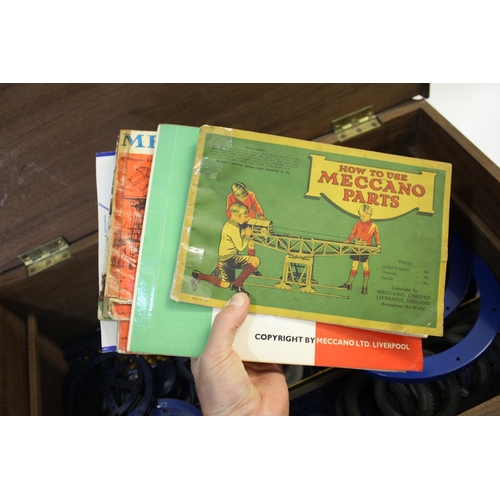 1370 - LARGE BOXED MECCANO - NO 10 a large wooden box with lift out tray and items underneath, marked to th... 