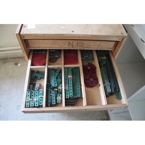 1385 - LARGE QUANTITY OF MECCANO a large qty of loose Meccano accessories in three large cabinets, the two ... 