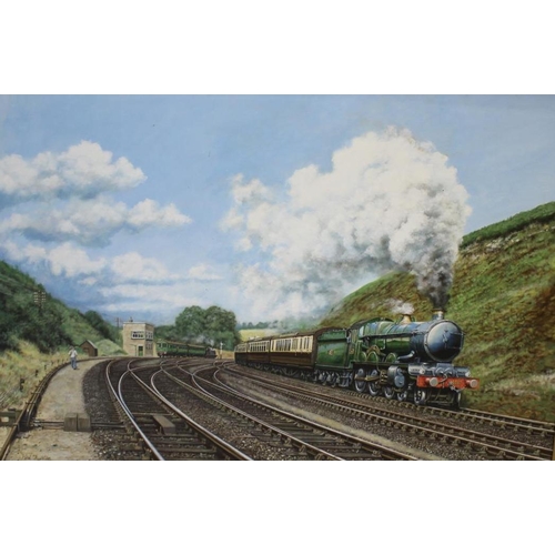 1389 - PAUL THURSTON (BRITISH) - RAILWAY PAINTING, YEOVIL INTEREST an acrylic painting on canvas with a dep... 