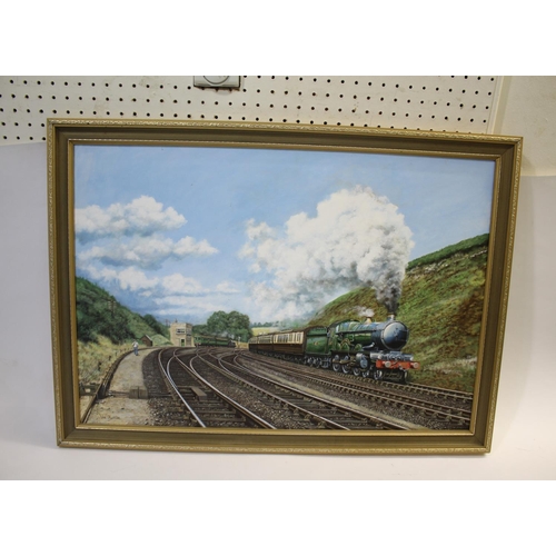 1389 - PAUL THURSTON (BRITISH) - RAILWAY PAINTING, YEOVIL INTEREST an acrylic painting on canvas with a dep... 