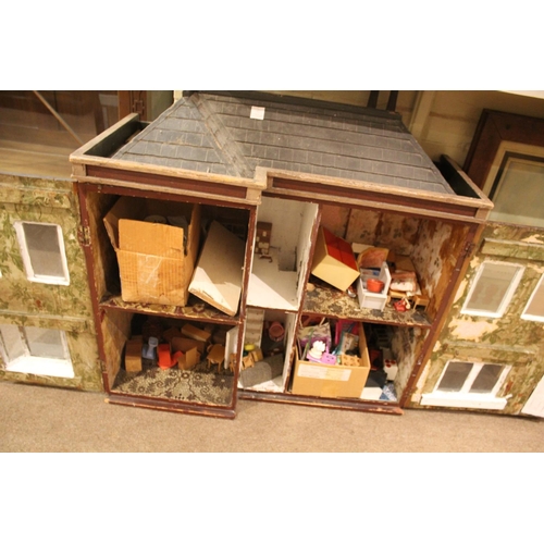 1423 - ANTIQUE DOLLS HOUSE - CLARE HALL an early 20thc two storey wooden dolls house titled Clare Hall, the... 