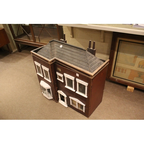 1423 - ANTIQUE DOLLS HOUSE - CLARE HALL an early 20thc two storey wooden dolls house titled Clare Hall, the... 