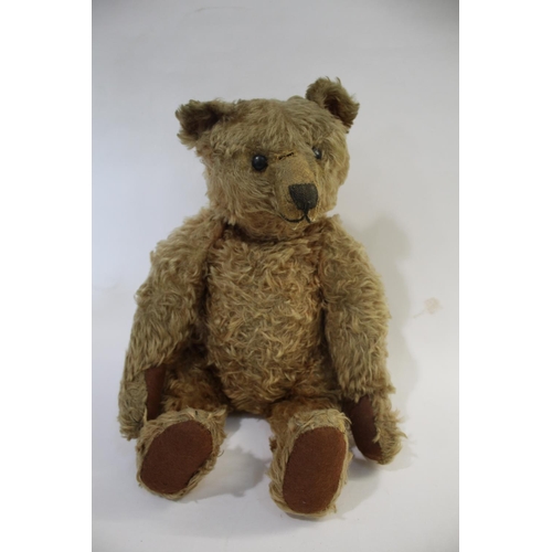 1433 - EARLY STEIFF TEDDY BEAR circa 1908-1915, with black boot button eyes and stitched mouth and nose, wi... 