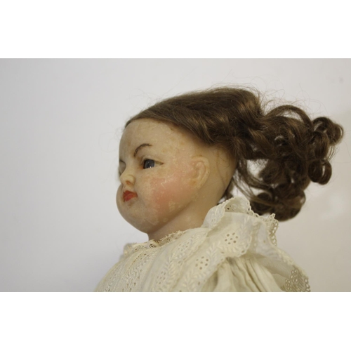 1434 - LARGE 19THC WAX DOLL - ANGELINA the large wax doll with weighted blue glass eyes and painted mouth, ... 