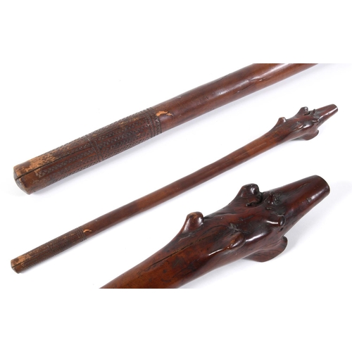 1454 - LARGE 19THC FIJIAN ROOT STOCK WAR CLUB a large 19thc two handed Vunikau root stock war club, the han... 