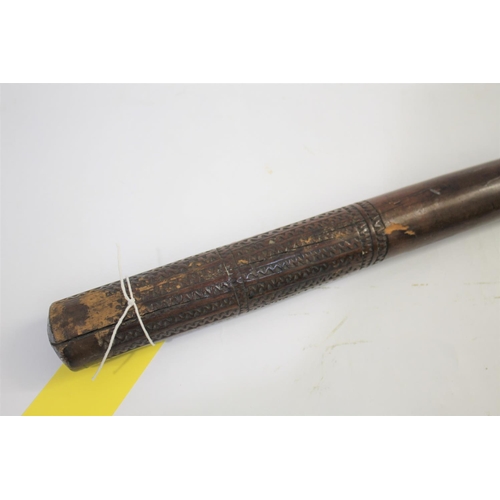 1454 - LARGE 19THC FIJIAN ROOT STOCK WAR CLUB a large 19thc two handed Vunikau root stock war club, the han... 