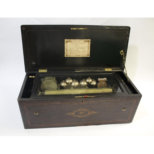 1462 - LARGE NICOLE FRERES MUSICAL BOX a lever wound musical box with an 8 air movement and striking on bel... 