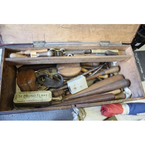 1464 - A LARGE LATE 19THC/EARLY 20THC POND YACHT, BOX OF BOAT MAKING TOOLS & BOOKS - JOSEPH BEARD an unusua... 