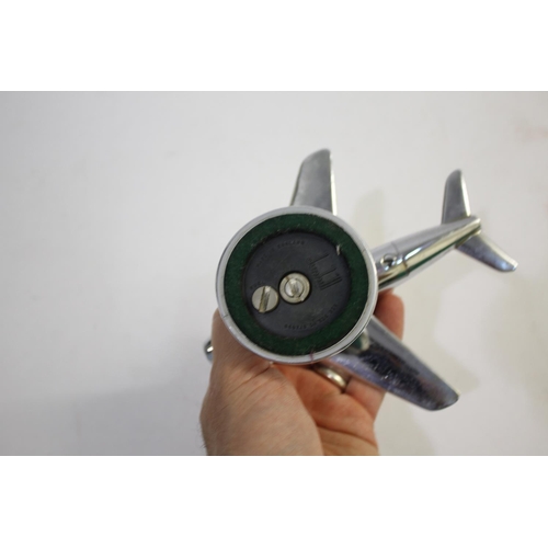 1465 - DUNHILL NOVELY TABLE LIGHTER - AEROPLANE a chrome lighter in the form of an aeroplane, 16cms long... 