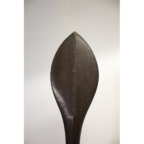 1474 - POLYNESIAN CARVED PADDLE/SPEAR  probably Solomon Islands and 19thc, made in hardwood the leaf shaped... 