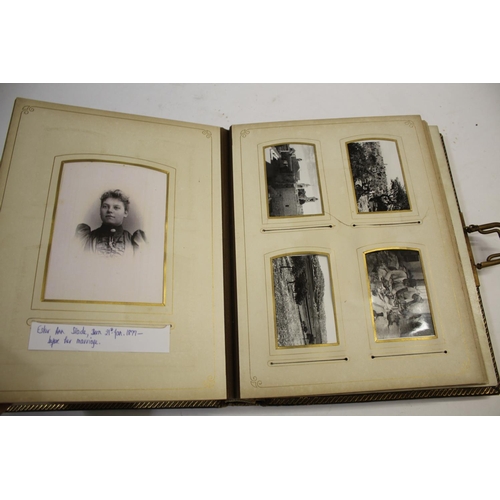 1481 - EARLY 20THC MUSICAL PHOTOGRAPH ALBUM, PHOTOGRAPHS & DRAWINGS a leather bound album with a working mu... 