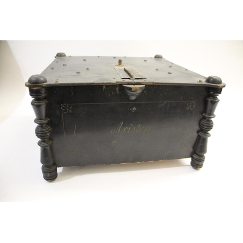 1484 - WIND UP MUSIC BOX - ARISTON a Ariston Ehrlich Organette disc player, with an ebonised wooden case an... 