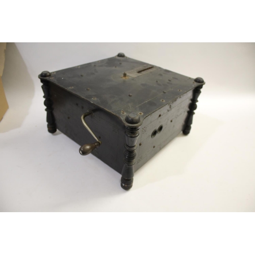 1484 - WIND UP MUSIC BOX - ARISTON a Ariston Ehrlich Organette disc player, with an ebonised wooden case an... 