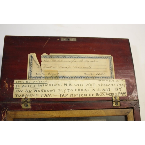 1488 - 19THC MUSICAL BOX - PRAGUE a small two air musical box, with songsheet label on the inside of the li... 