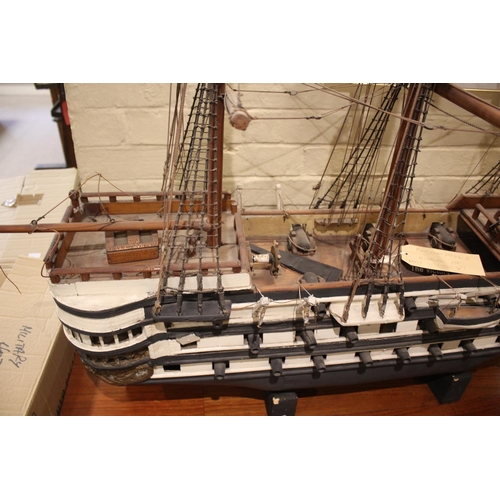 1508 - LARGE MODEL OF H.M.S VICTORY a late 19thc or early 20thc wooden model of HMS Victory, the model is s... 