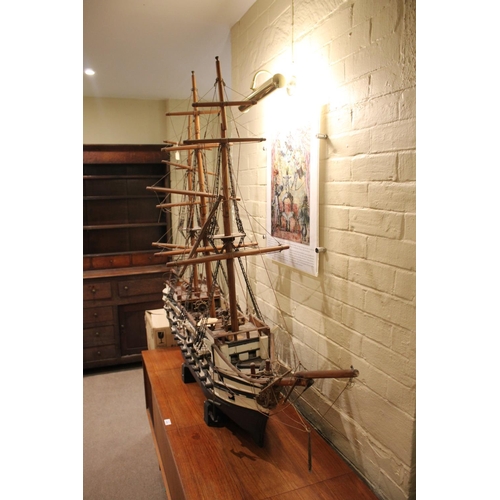 1508 - LARGE MODEL OF H.M.S VICTORY a late 19thc or early 20thc wooden model of HMS Victory, the model is s... 