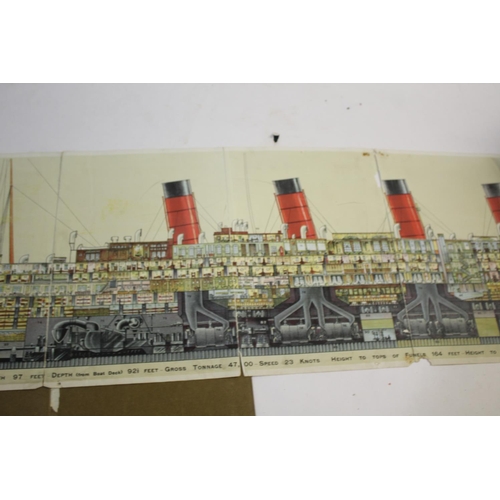 1512 - CUNARD 'AQUITANIA' PULL OUT BROCHURE a pull out coloured brochure, showing the interior of the ship ... 