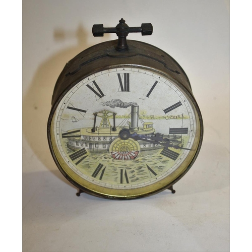 1522 - WATERBURY CLOCK COMPANY - AUTOMATON DIAL an interesting American circular clock with metal case, wit... 