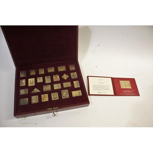 1535 - EMPIRE COLLECTION - SILVER GILT REPLICA STAMPS a set of 25 silver gilt replica stamps, each stamped ... 