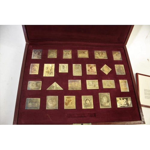 1535 - EMPIRE COLLECTION - SILVER GILT REPLICA STAMPS a set of 25 silver gilt replica stamps, each stamped ... 