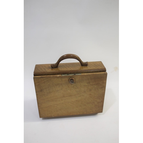 1537 - A FRUITWOOD STATIONERY BOX - LADIES HANDBAG probably early 20th century, in the unusual form of a la... 