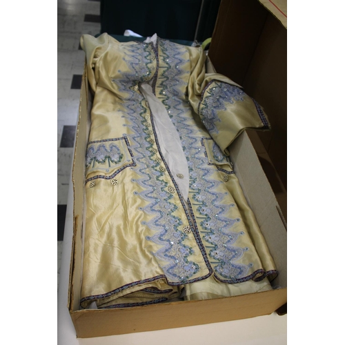 1574 - PROFESSIONAL THEATRICAL COSTUMES - THORNDIKE FAMILY including a cream silk and heavily beaded dress ... 