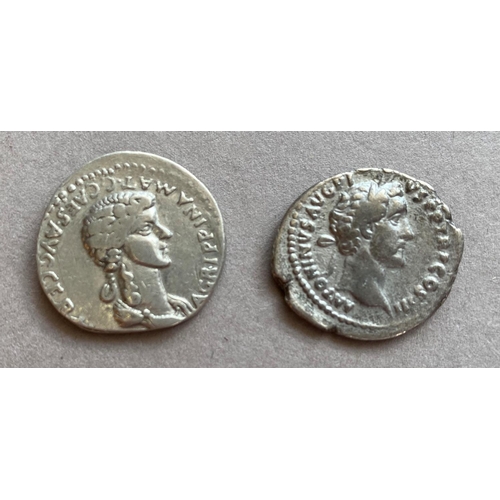 1152 - A DOUBLE HEADED ROMAN SILVER DENARIUS AND ANOTHER. A double headed denarius, Agrippina Mat C.Caes Au... 