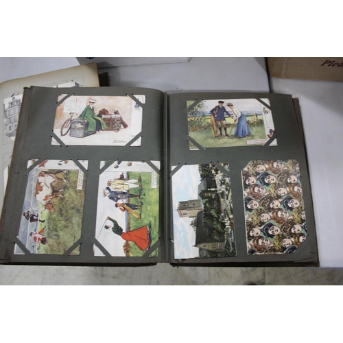 1319 - TWO POSTCARD ALBUMS first album including Military (group shots, sporting teams, processions, Hospit... 