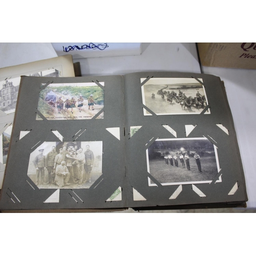 1319 - TWO POSTCARD ALBUMS first album including Military (group shots, sporting teams, processions, Hospit... 