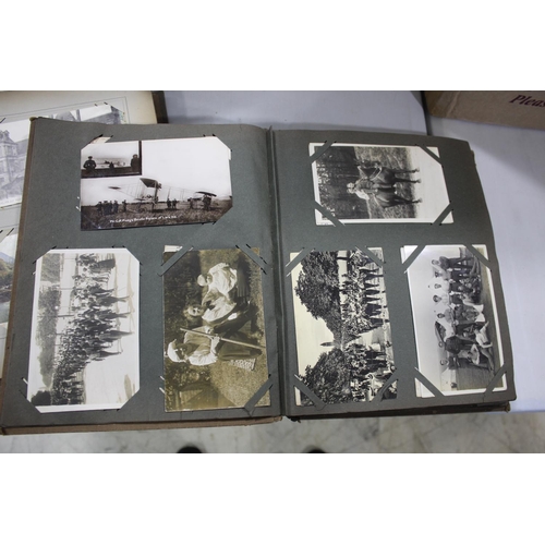 1319 - TWO POSTCARD ALBUMS first album including Military (group shots, sporting teams, processions, Hospit... 