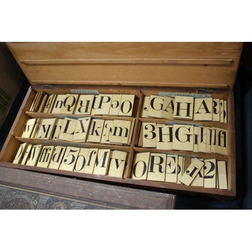 1388 - VINTAGE GAMES including a large box containing a alphabet game, with labels for Capitals, Vowels, Co... 