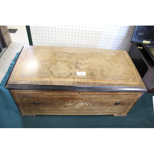 1458 - LARGE VICTORIAN MUSICAL BOX - P.V.F a large musical box with a bells in view 12 air movement, with c... 