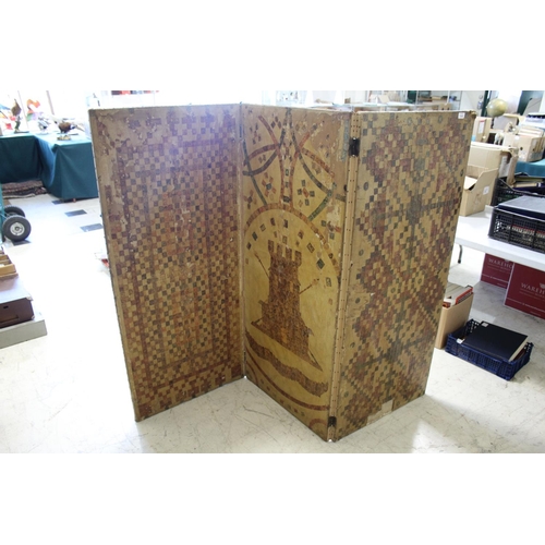 1450 - UNUSUAL VICTORIAN FOLDING SCREEN - STAMPS an unusual three fold screen, with franked British and Eur... 