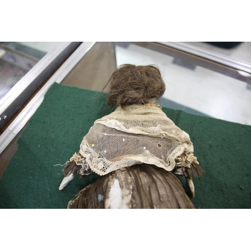 1425 - RARE 18THC ENGLISH WOODEN DOLL an English carved wooden doll with fixed eyes and stitched lashes, or... 