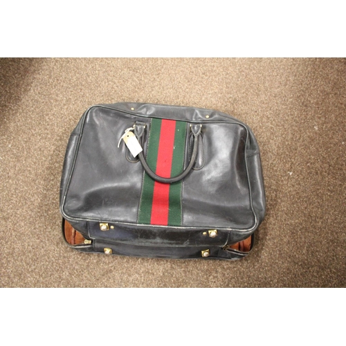 1613 - VINTAGE GUCCI LEATHER LUGGAGE purchased circa 1971, including a leather travelling bag with brass ca... 