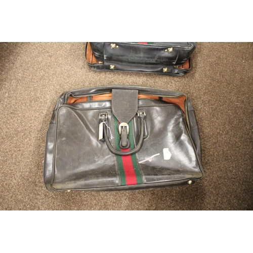 1613 - VINTAGE GUCCI LEATHER LUGGAGE purchased circa 1971, including a leather travelling bag with brass ca... 