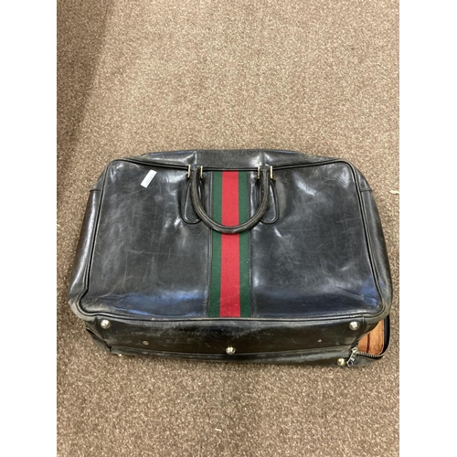 1613 - VINTAGE GUCCI LEATHER LUGGAGE purchased circa 1971, including a leather travelling bag with brass ca... 