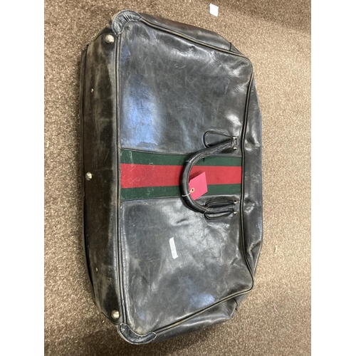 1613 - VINTAGE GUCCI LEATHER LUGGAGE purchased circa 1971, including a leather travelling bag with brass ca... 