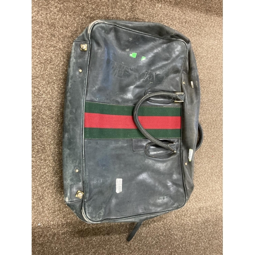 1613 - VINTAGE GUCCI LEATHER LUGGAGE purchased circa 1971, including a leather travelling bag with brass ca... 