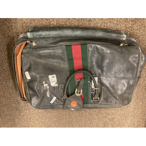 1613 - VINTAGE GUCCI LEATHER LUGGAGE purchased circa 1971, including a leather travelling bag with brass ca... 